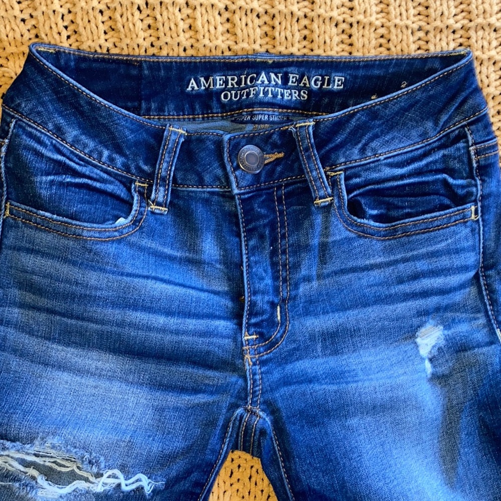 American Eagle Super Super Stretch Ripped Skinny Jeans